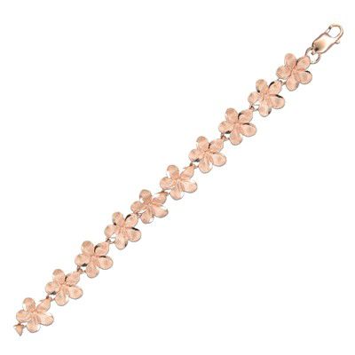 14KT Solid Rose Gold Pika 10mm Plumeria Bracelet