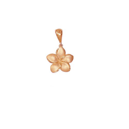 14KT Solid Rose Gold Pika Plumeria 10mm Pendant