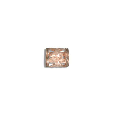 14KT Solid Rose Gold Pika Sanded Plumeria Lucky Barrel Pendant