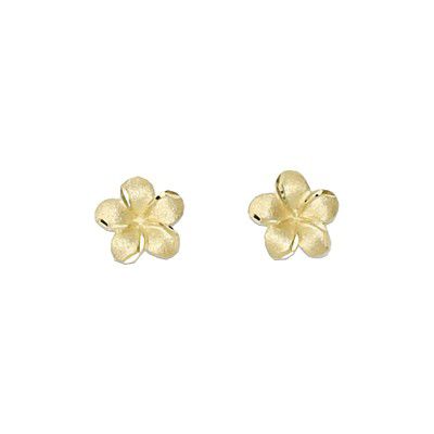 14KT Yellow Gold Kirida 8mm Plumeria Stud Earrings