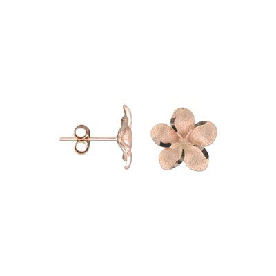 14kt Solid Rose Gold Pika 10mm Plumeria Earrings Chamorro Jewelry by Rosa Marianas