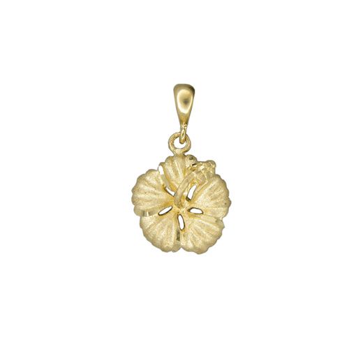 14KT Yellow Gold 15mm Chiku Hibiscus Pendant