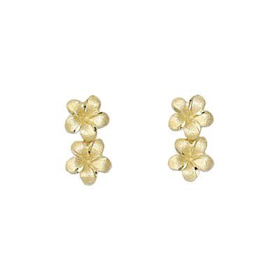 14KT Yellow Gold Kirida 7mm Double Plumeria Earrings