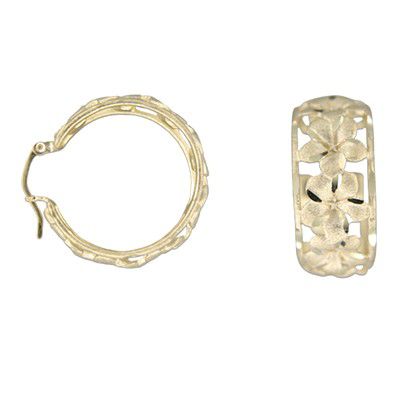 14KT Yellow Gold Kirida 8mm Plumeria Cut-In Earrings