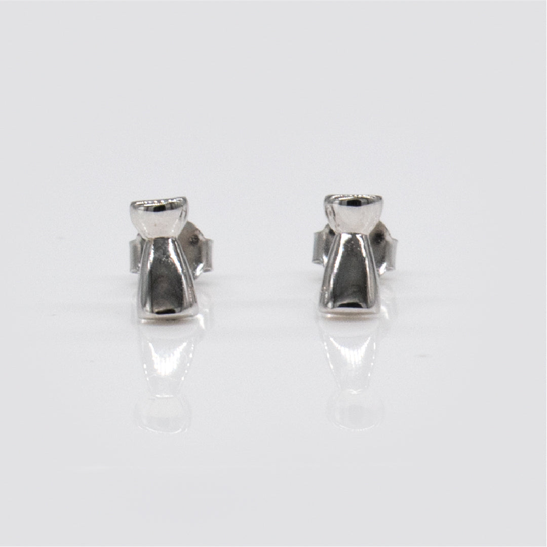 Sterling Silver And Rhodium Latte Stone Design Pierced Earring
