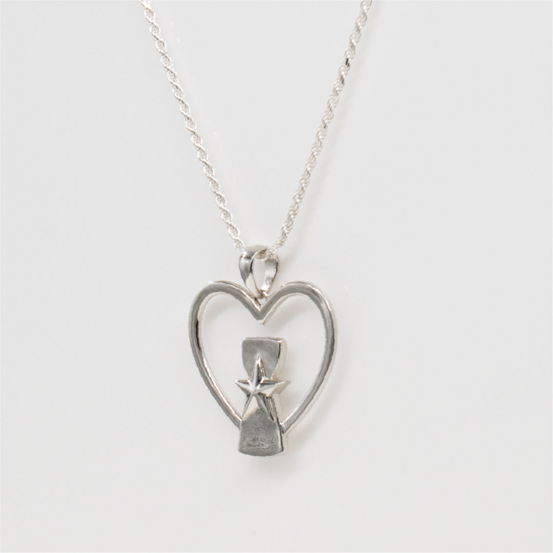 Sterling Silver And Rhodium CNMI Seal Heart Necklace