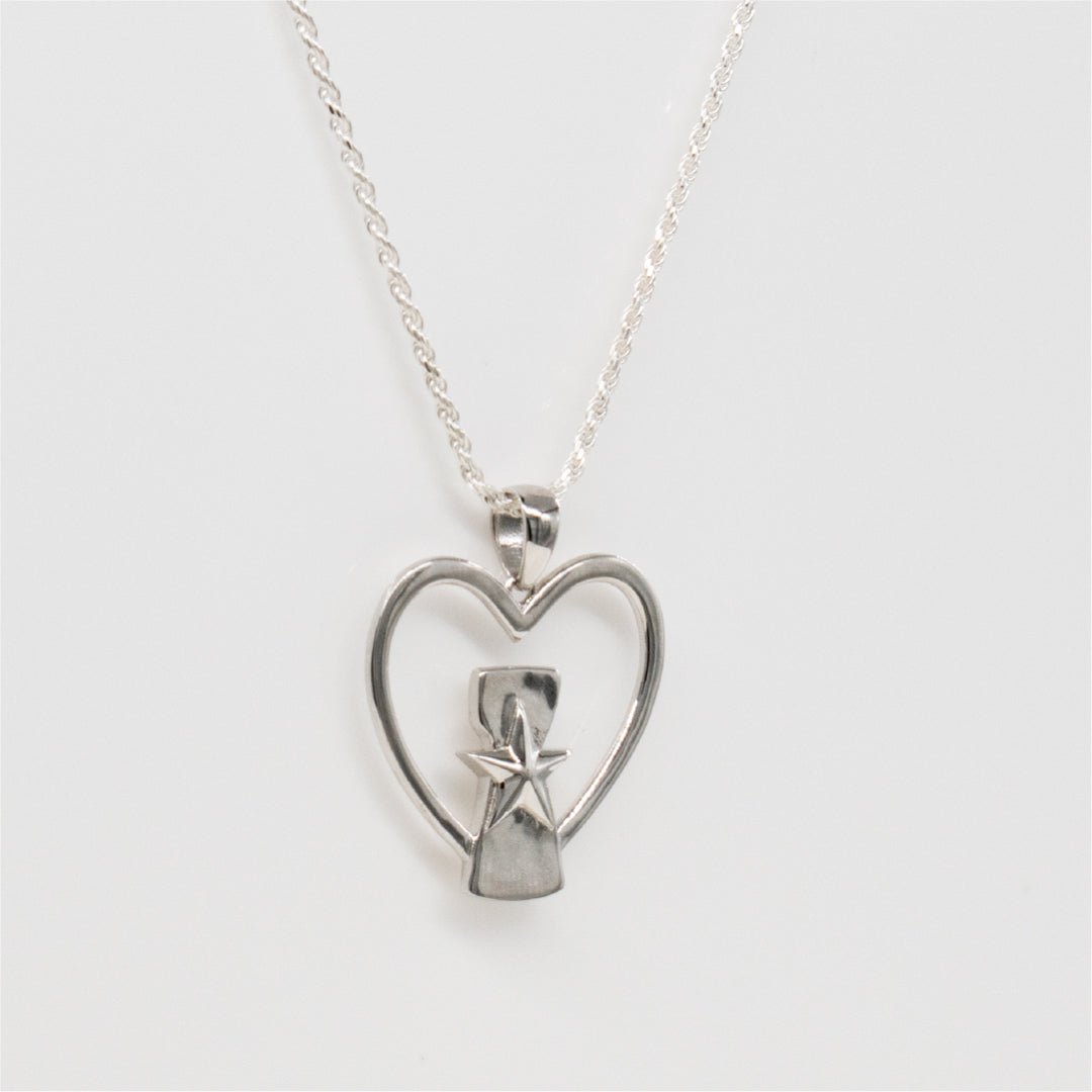 Sterling Silver And Rhodium CNMI Seal Heart Necklace