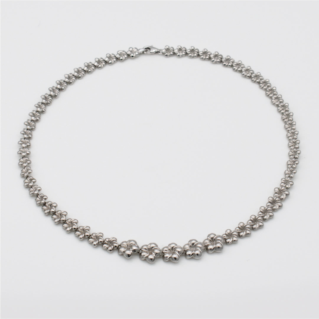 92.5 Sterling Silver Tasi Plumeria Lei Necklace