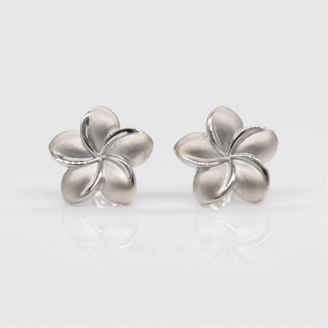 Sterling Silver 15mm Plumeria Tasi Pierced Earrings