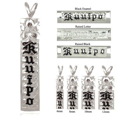 92.5 Sterling Silver Personalized/Custom Made to Order 10mm Plumeria and Scroll Pendant