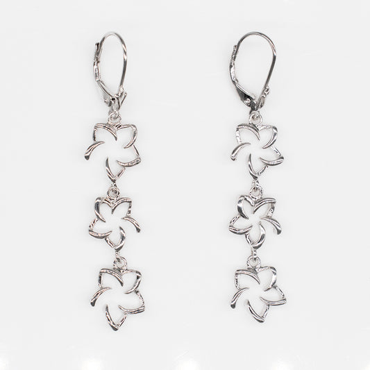 92.5 Sterling Silver Tasi Open Plumeria with Lever Back Earrings