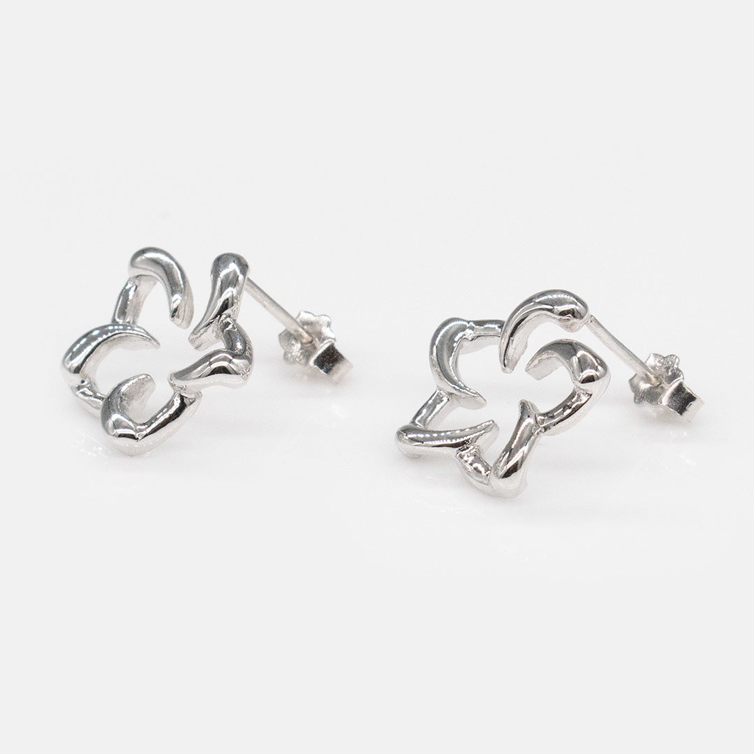 92.5 Sterling Silver Tasi Open Plumeria Pierced Earrings