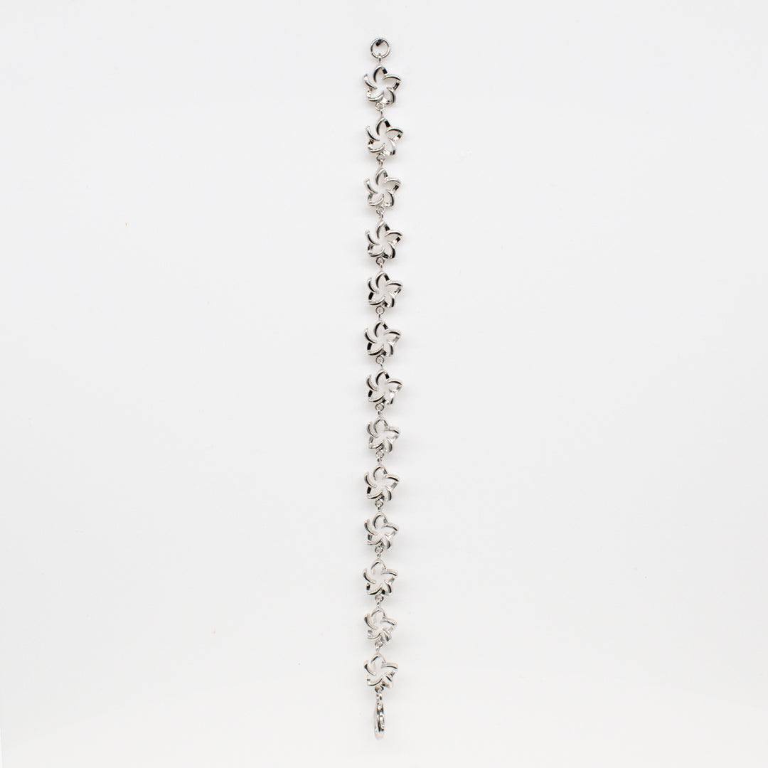 92.5 Sterling Silver Tasi Open Plumeria Bracelet