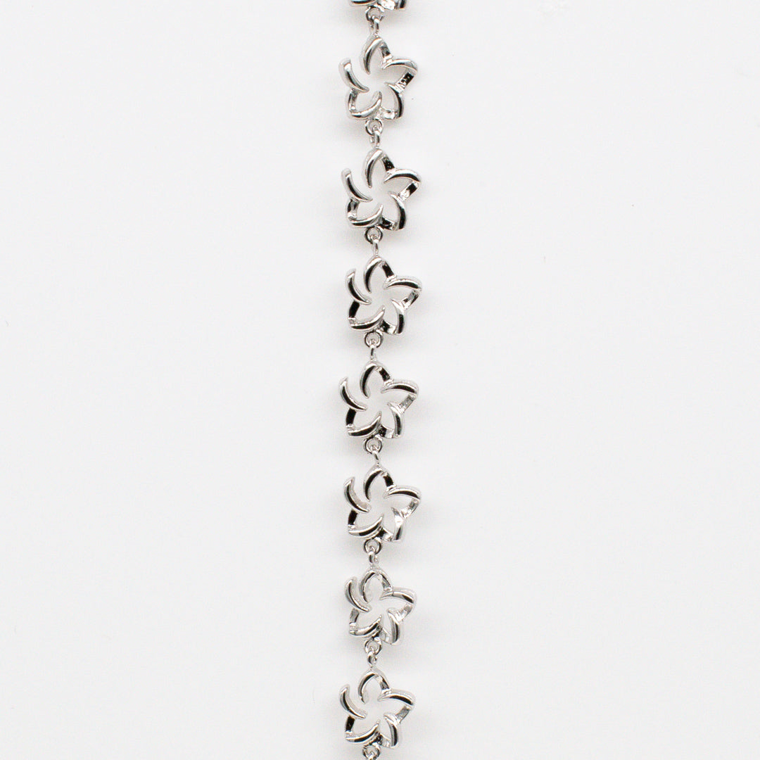 92.5 Sterling Silver Tasi Open Plumeria Bracelet