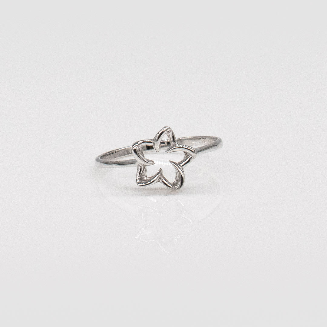 92.5 Sterling Silver Tasi Open Plumeria Ring