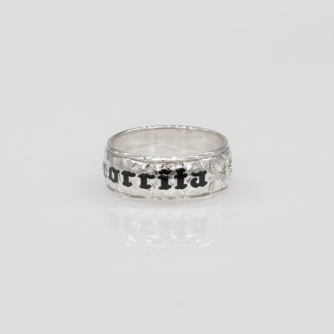 92.5 Sterling Silver Custom/Made To Order 8mm Chamorrita Plumeria and Scroll Ring