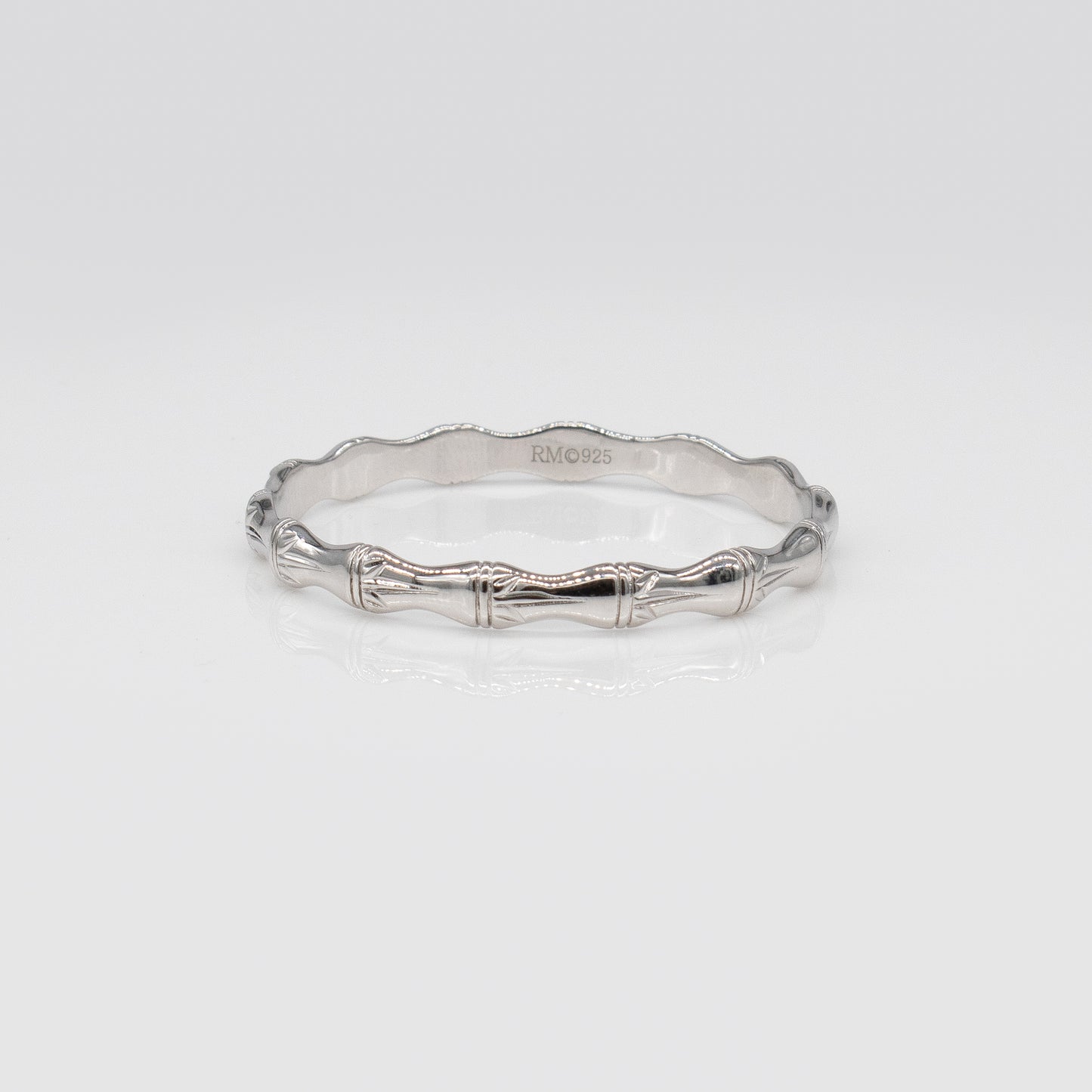 Kids Sterling Silver and Rhodium Bamboo Design Rosa Bangle