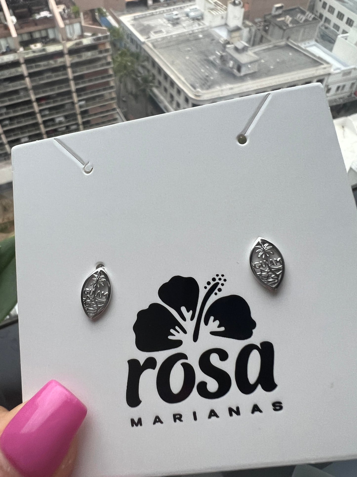 92.5 Sterling Silver Guam Seal Pierced Earrings