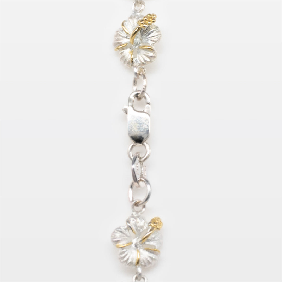 Sterling Silver 2 Tone 9mm Hibiscus Kamia Bracelet