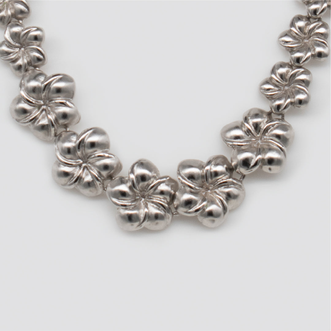 Sterling Silver Plumeria Lei Tasi Necklace