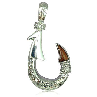 Sterling Silver Fishing Hook Pendant (1 in.)