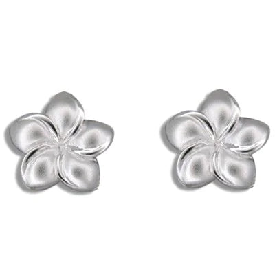 92.5 Sterling Silver Tasi 15mm Plumeria Pierced Earrings