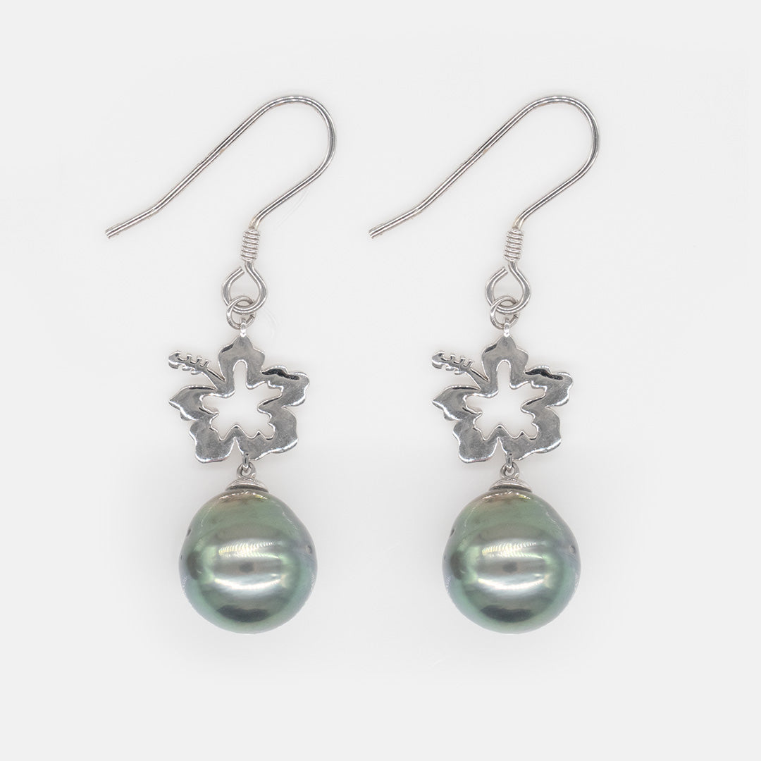 92.5 Sterling Silver Tahitian Pearl Earrings