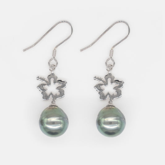 92.5 Sterling Silver Tahitian Pearl Earrings