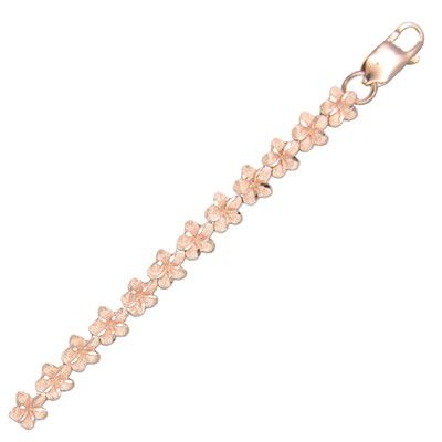 14KT Solid Rose Gold Pika 6mm Plumeria Bracelet