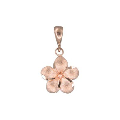14KT Solid Rose Gold Pika 12mm Plumeria Pendant
