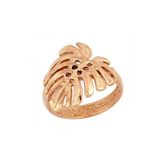 14KT Solid Rose Gold Pika Monstera Leaf Ring