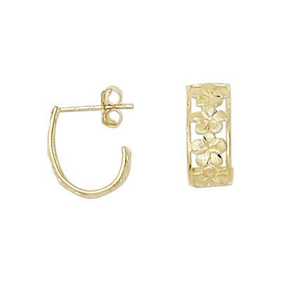 14KT Yellow Gold Kirida 6mm Plumeria Loop Earrings