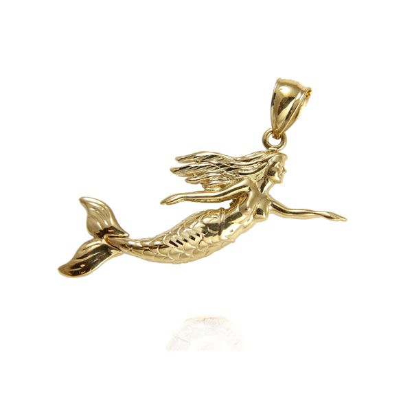 14KT Solid Yellow Gold Sirena (Mermaid) Pendant