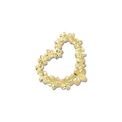 14KT Yellow Gold Kirida Plumeria Heart Slide Pendant