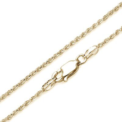 14KT Solid Yellow Gold 1.25mm Rope Chain