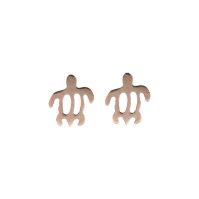 14KT Solid Rose Gold Cut-Out Haggan (Turtle) Pierced Earrings