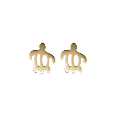 14KT Yellow Gold Cut-Out Haggan (Turtle) Pierced Earrings
