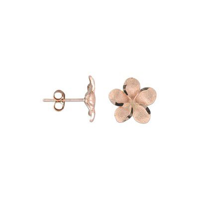 14KT Solid Rose Gold Pika 10mm Plumeria Earrings