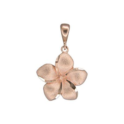 14KT Solid Rose Gold Pika Plumeria 15mm Pendant