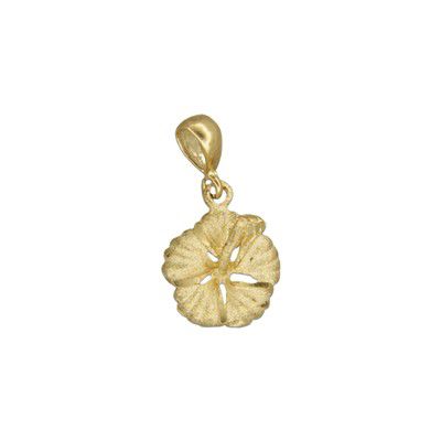 14KT Solid Yellow Gold Chiku 12mm Hibiscus Pendant