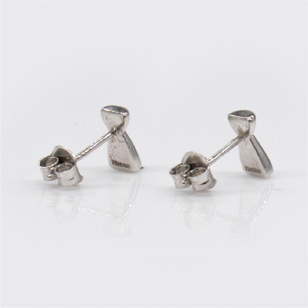 Sterling Silver And Rhodium Latte Stone Design Pierced Earring
