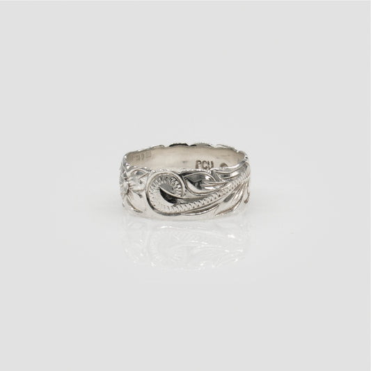 Sterling Silver 8mm Plumeria & Scroll Cut Out Isla Ring