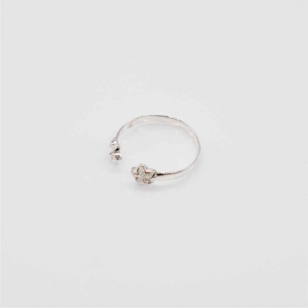 Sterling Silver Double Plumeria Tasi Toe Ring