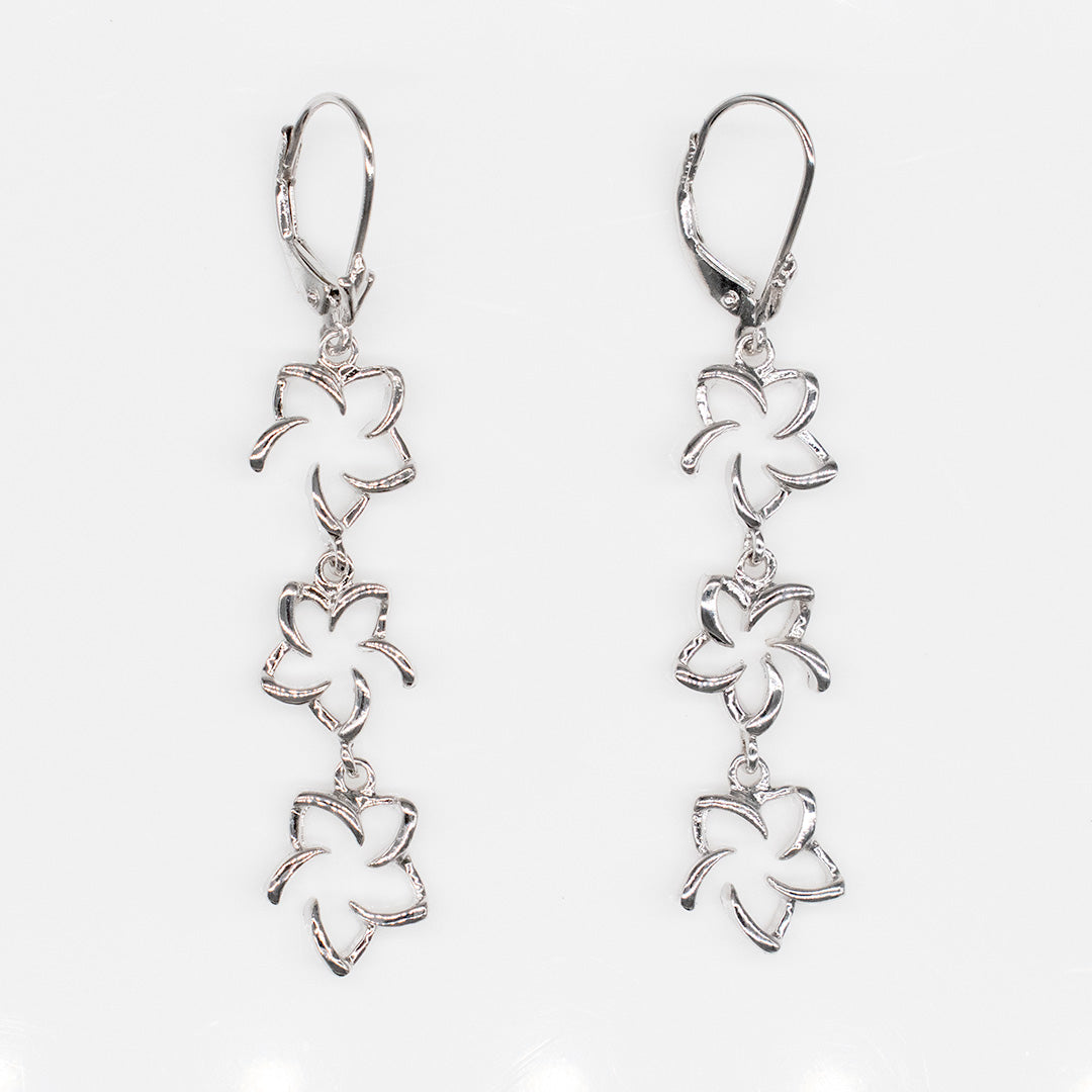 92.5 Sterling Silver Tasi Open Plumeria with Lever Back Earrings