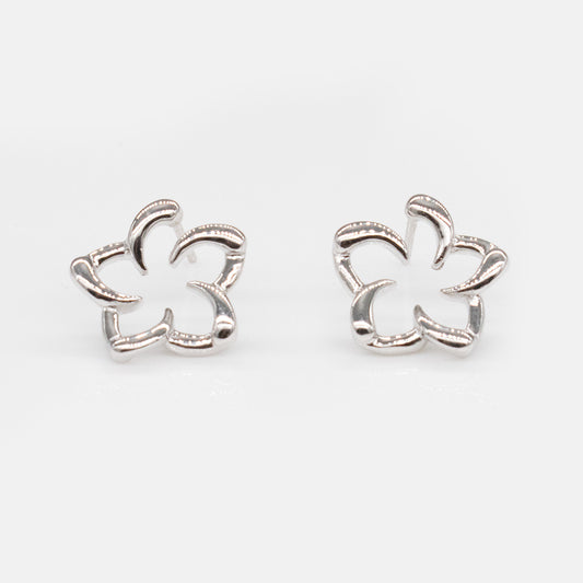 92.5 Sterling Silver Tasi Open Plumeria Pierced Earrings