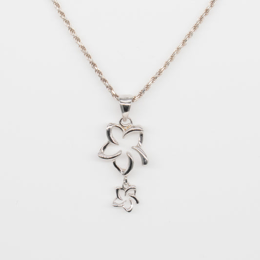 92.5 Sterling Silver Isla Double Open Plumeria Necklace