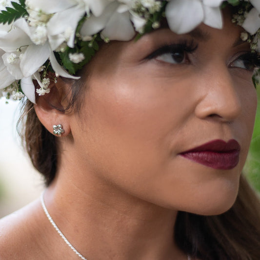 92.5 Sterling Silver Tasi 10mm Plumeria Pierced Earrings