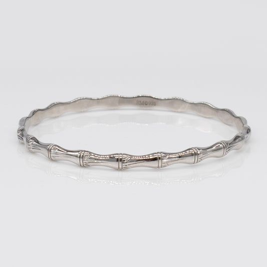 Sterling Silver and Rhodium Bamboo Design Rosa Bangle