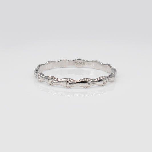 Kids Sterling Silver and Rhodium Bamboo Design Rosa Bangle