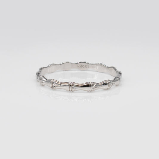 Kids Sterling Silver and Rhodium Bamboo Design Rosa Bangle